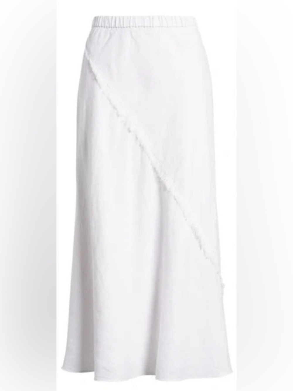 Dkny White Diagonal Fringe-Trim Linen Maxi Skirt, includes free textured top.